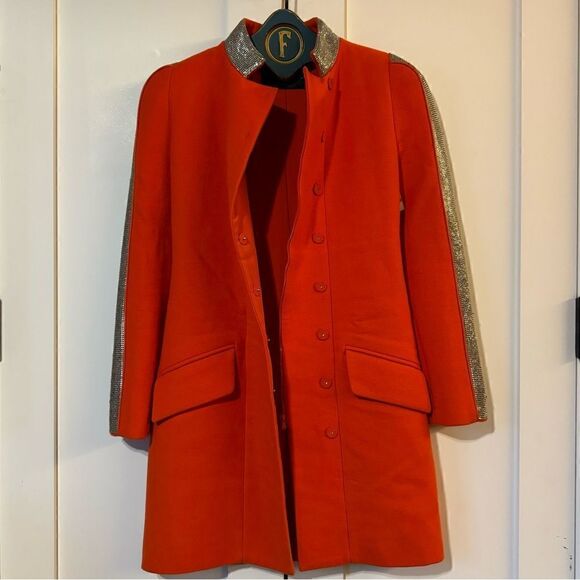VERSACE ORANGE WOOL and CHAIN MESH COAT 38 - 2 - Picture 1 of 8